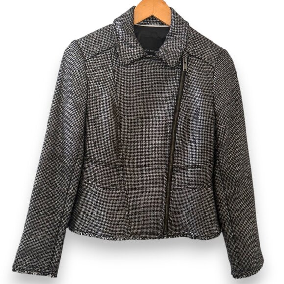 Banana Republic Metallic Tweed Moto Jacket Sz 6 - Picture 1 of 5